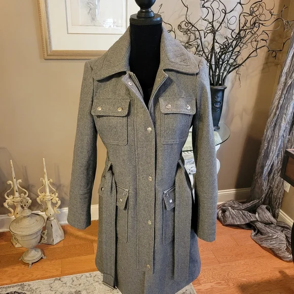 Bebe Military Style Wool Blend Jacket - Picture 5 of 14